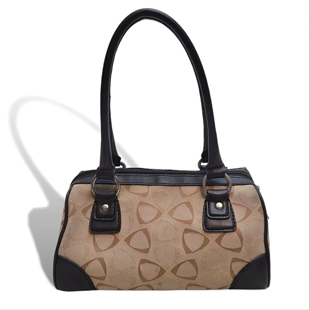 Liz Claiborne Vintage Beige & Brown Satchel Handbag